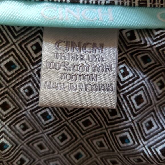 Cinch Men's Sz M Classic Fit Walter LS Dress Shirt‎ Gray Geometric 100% Cotton - Picture 11 of 15